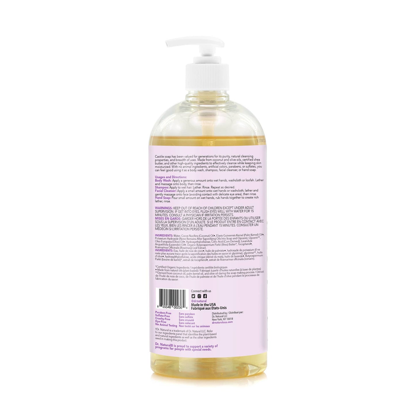 Plant-Based Castile Liquid Soap - Lavender (32oz)