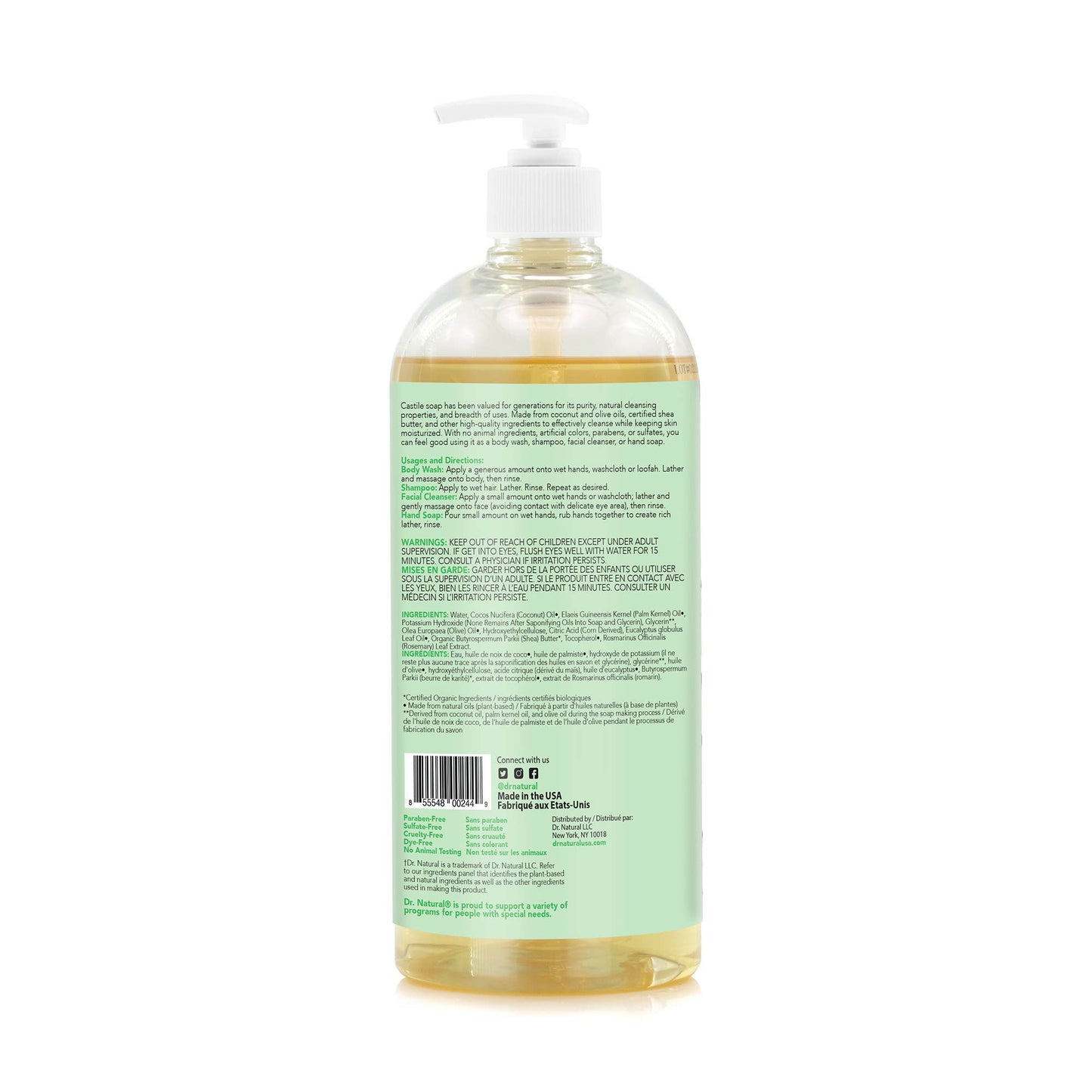 Plant Based Castile Liquid Soap - Eucalyptus (32oz)